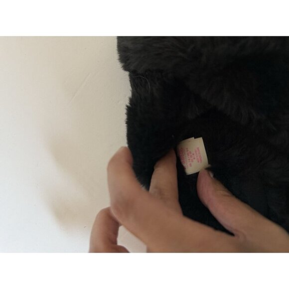 Victoria's Secret PINK Criss Cross Slipper Size‎ 7-8 Medium Black Fuzzy Slides - Picture 6 of 11